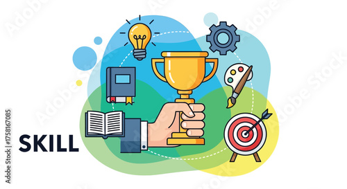 Conceptual Illustration Displaying Skills and Achievements Visualization