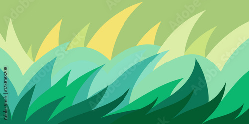 Abstract Landscape of Wavy Grass Blades in Green and Yellow Tones Keywords: abstract, landscape, grass, nature, green, yellow, wavy, Modern car vector illustration Flat car icon Urban vehicle vector