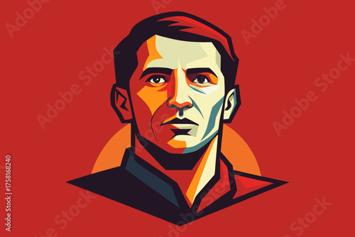 Geometric Portrait of a Man with Dramatic Lighting and Red Modern car vector illustration Flat car icon Urban vehicle vector Background illustration flat design