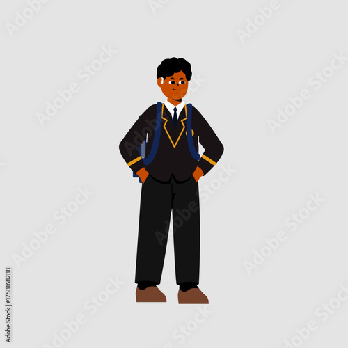 Students with uniform Flat Illustration