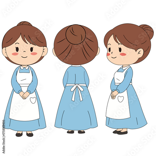 Adorable Maid Character Full Views