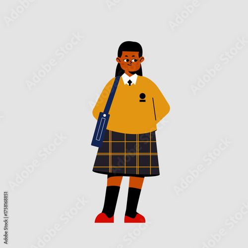 Students with uniform Flat Illustration