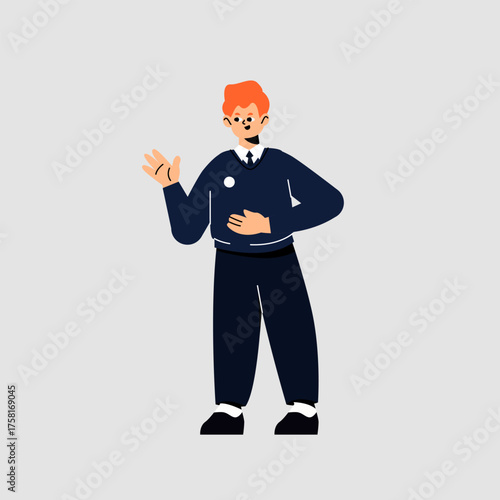 Students with uniform Flat Illustration