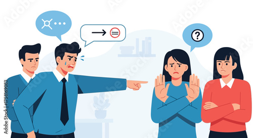 Workplace confrontation scene highlighting stress and unfair treatment