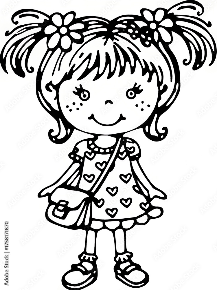 Fototapeta premium cute girl illustration less color
