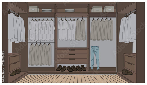 Organized Modern Walk In Closet Interior