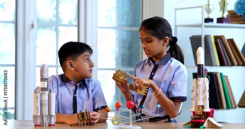 Indian School Kids Studying Satellite Technology Using 3D Model During ...