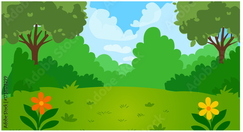 Vibrant Lush Green Flower Landscape