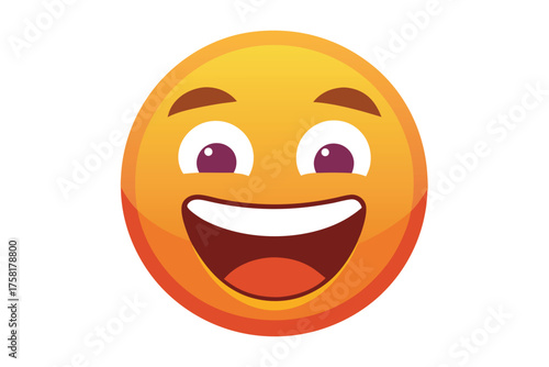 A yellow emoji face shows great happiness with an open mouth and big eyes