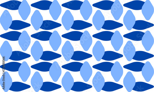 two tone blue round diamond overlap checkerboard repeat pattern, replete image, design for fabric printing