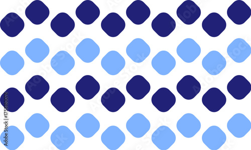 Two tone blue wave round diamond dot on white background. Wave line dot horizontal strip pattern for backdrop and wallpaper, polka dot seamless repeat design