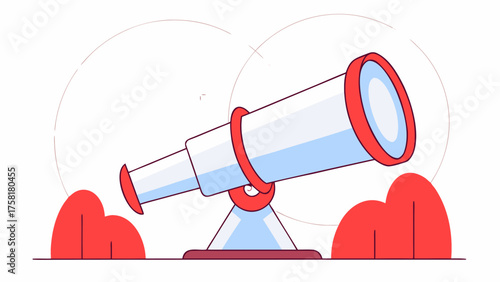 Seek opportunities with this modern telescope illustration, perfect for symbolizing vision, exploration, and future planning in your next project