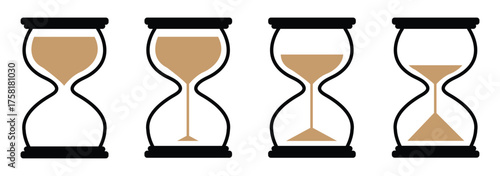 Time management clock stopwatch, hourglass