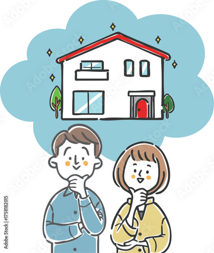 新築　憧れ　夫婦　ベクター
