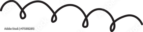 A thick, hand-drawn vector doodle line composed of continuous curls or spirals. Perfect decorative element for borders, dividers, energy, or playful design concepts.