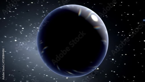 Cosmic planet in space glowing orb and stars in a dark universe