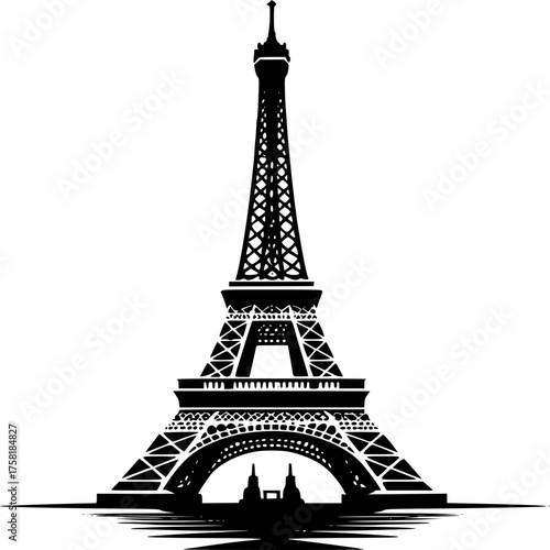 Eiffel Tower Silhouette: An iconic black silhouette of the Eiffel Tower, the embodiment of timeless elegance, reaching towards the sky.