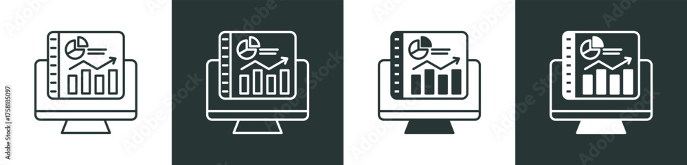 Fototapeta premium Dashboard Icon Collection in Outline and Mixed Black and White Style