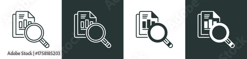 Performance Review Icon Collection in Outline and Mixed Black and White Style