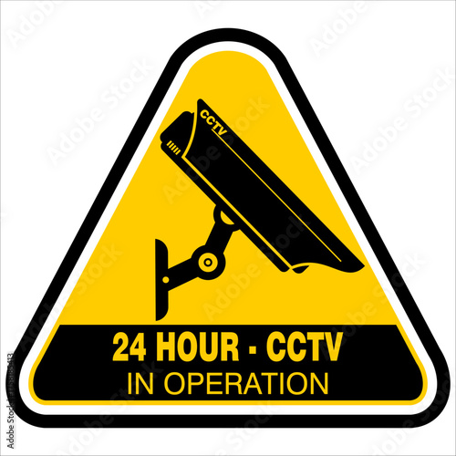 CCTV 24 hour in operation, sign vector