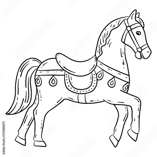 Christmas LineArt Rocking Horse