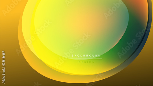 Abstract vibrant layers create flowing shapes. Yellows, greens blend into dark background. Modern design element.