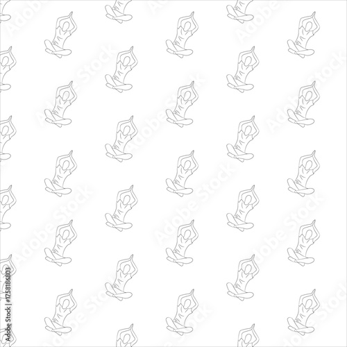 Exercises for health, a woman doing athletics or yoga sits in a lotus position, image on an isolated background for application to fabric or paper or use as a texture