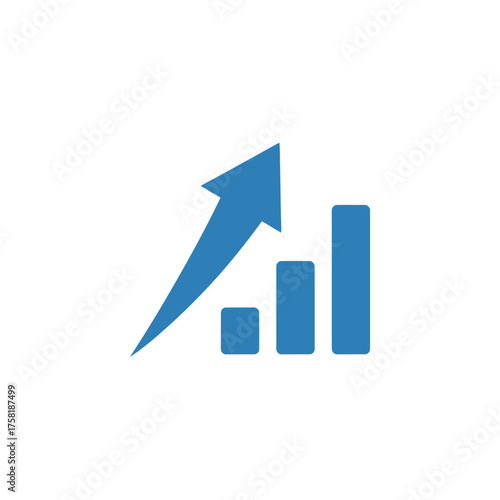 Blue arrow pointing upwards next to a bar chart representing growth and success in a business context, conveying a sense of achievement and progress. Free Download Blue arrow pointing upwards next to a bar chart representing growth and success in a business context, conveying a sense of achievement and progress. - GFXLoad