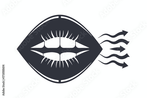 Artistic lips emitting abstract arrow symbols imply communication and modern conceptual expression