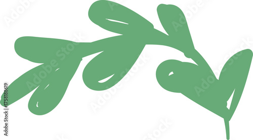 Hand Drawn Green Leaf Branch Illustration