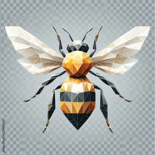 Geometric Honey Bee Low Poly Art Illustration.