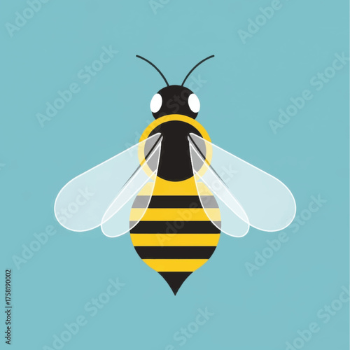Simple flat design vector illustration of a honey bee.