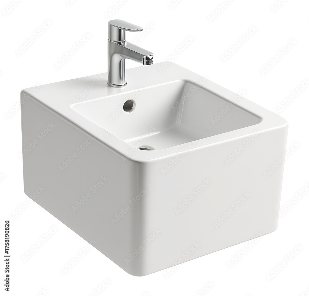 Fototapeta premium Square wall-mounted bidet, perfect for modern minimalist spaces.