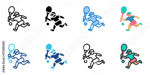Junior tennis tournament icon set multiple style collection 

