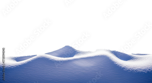 White snow drifts and smooth winter snow mounds on a transparent background with copy space