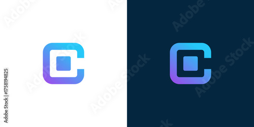 Letter C technology modern minimalist logo icon vector illustration