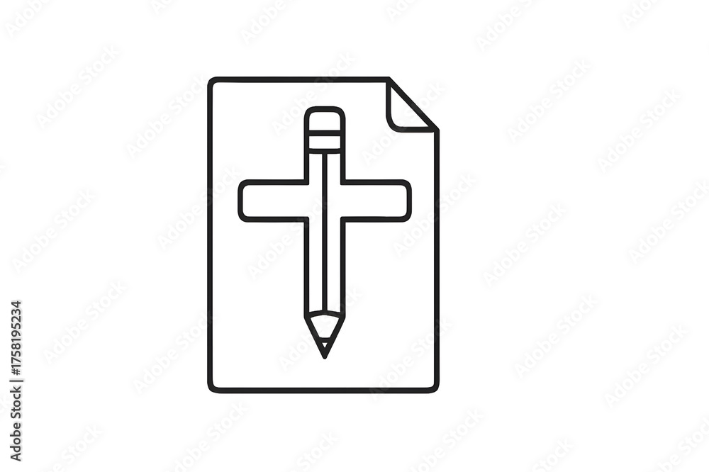 Obraz premium Pencil and paper outline icon, writing and creativity concept illustration