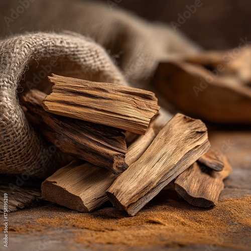 Sandalwood pieces and wood texture