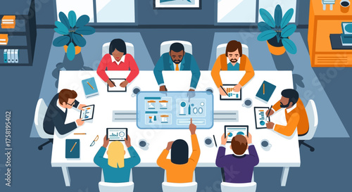 Business Team Meeting Around a Conference Table.