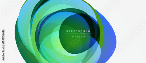 Abstract circular design. Vibrant green, blue hues blend. Modern background element, clean aesthetic, simple composition.