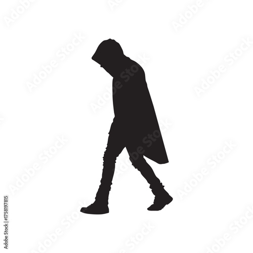 Mysterious Hooded Silhouette Walking