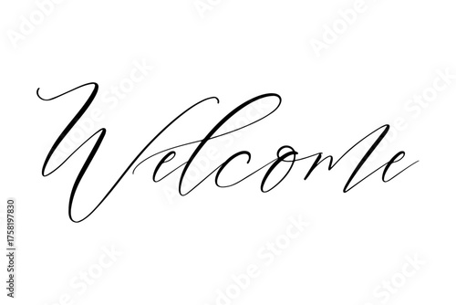 Welcome - 手書き風の筆記体で書いた、Welcome（ようこそ）の文字（カリグラフィー）
