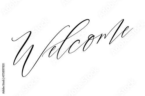 Welcome - 手書き風の筆記体で書いた、Welcome（ようこそ）の文字（カリグラフィー）
