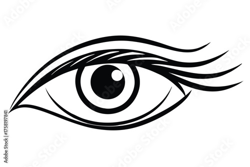 black eye with thick lashes looks striking and stylistic with bold lines