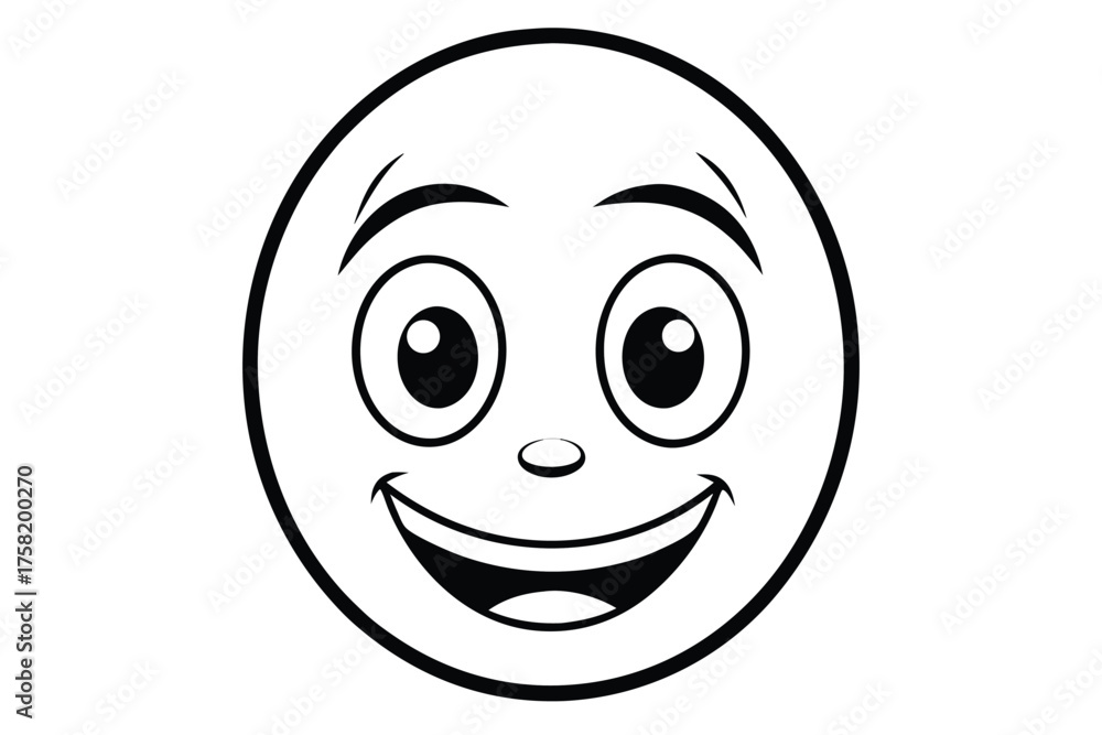 Fototapeta premium Cheerful circle face displays happiness through smiling eyes, eyebrows, mouth, and teeth