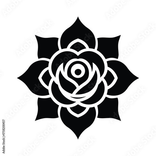 Arabic Rose Design Icon for Floral Middle Eastern Decoration