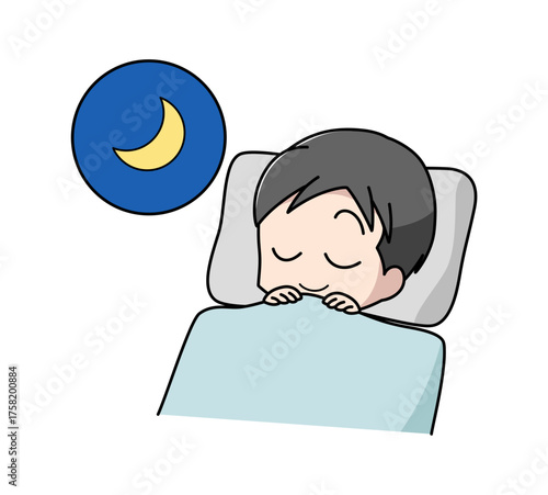 快適に眠る男性のイラスト