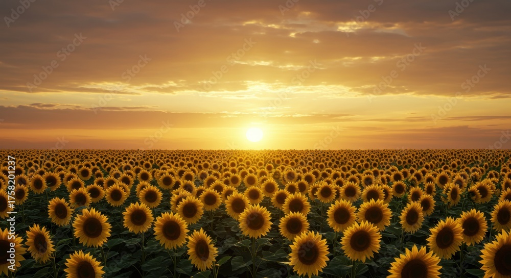 Obraz premium Golden Sunflower Field at Sunset