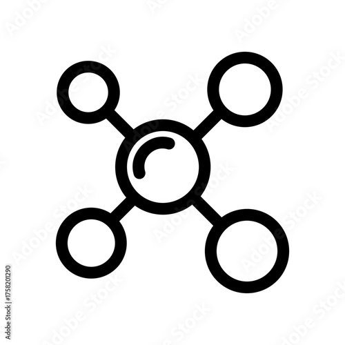 Black line atom molecule science icon vector design