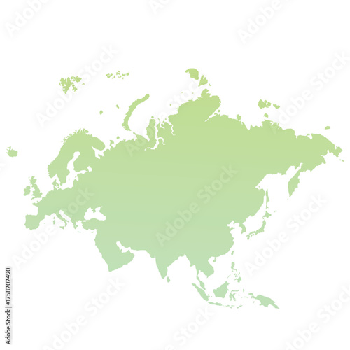 Map of Eurasia, sign silhouette. World Map Globe. Vector Illustration isolated on white background. Europe and Asia continent.
